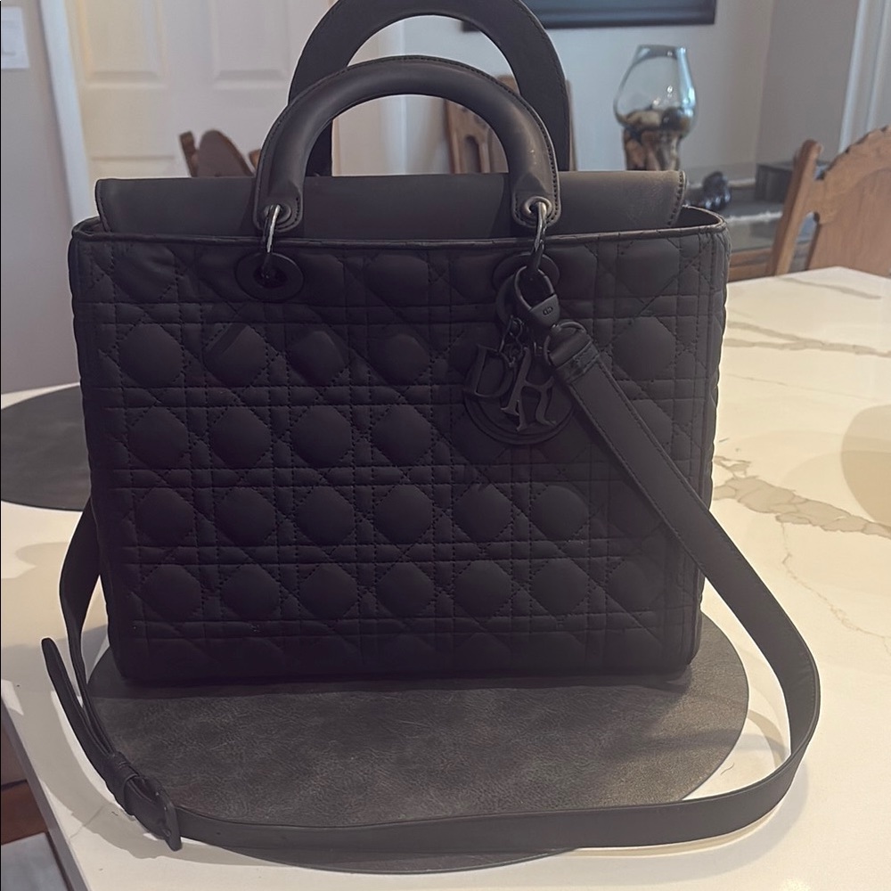 Black Quilted Shoulder Bag with Geometric Design